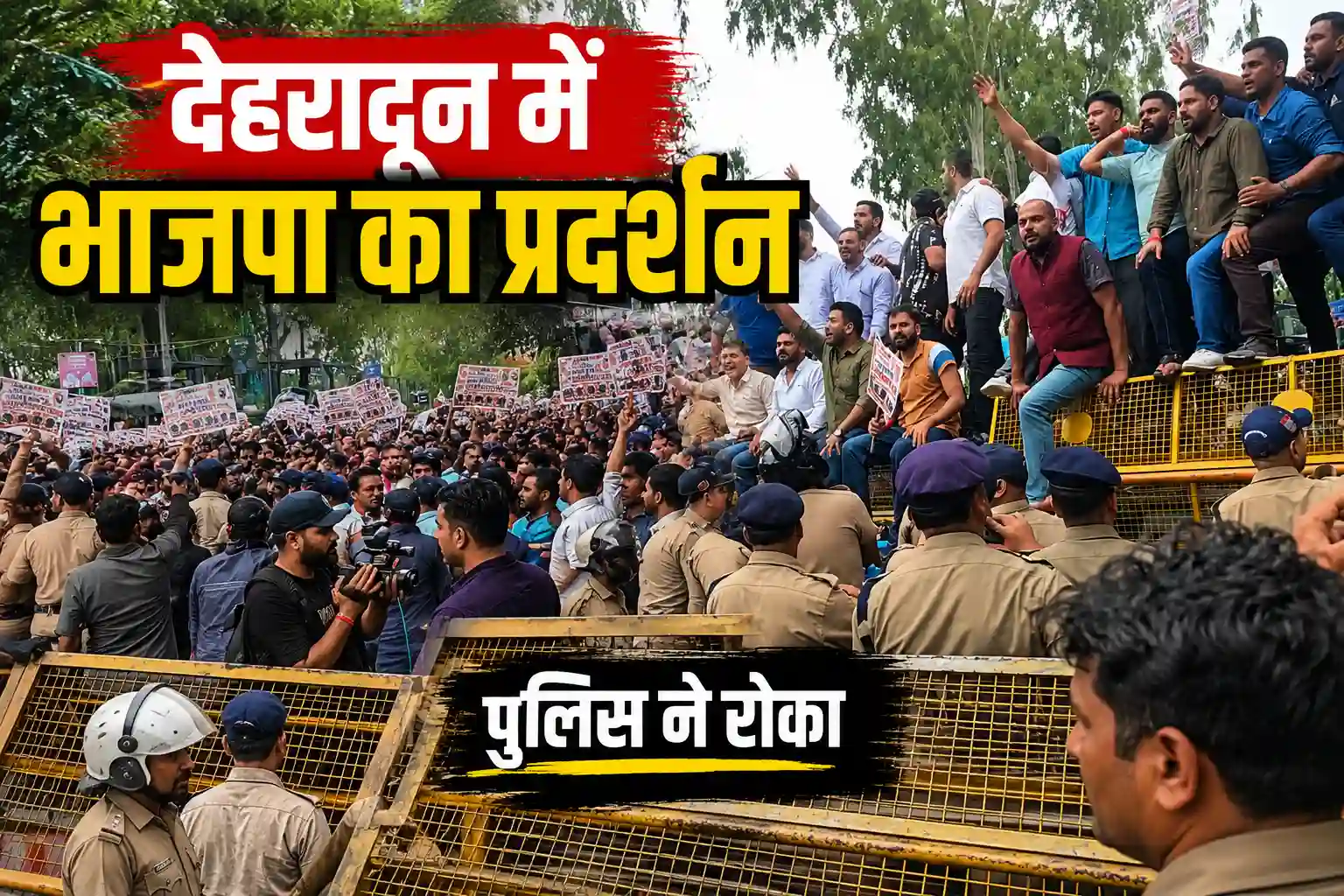 राहुल गांधी के धरने के विरोध में भाजपा का कांग्रेस मुख्यालय घेराव प्रयास, पुलिस ने बैरिकेडिंग कर रोका