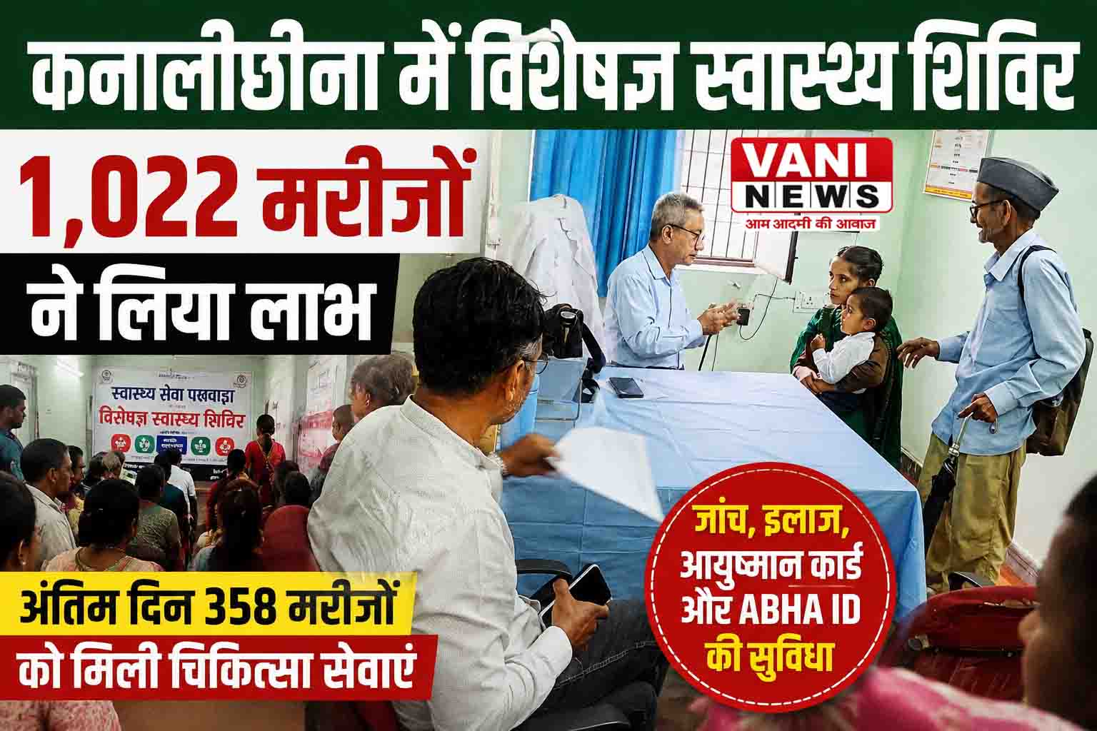 दूरस्थ क्षेत्र में विशेषज्ञ इलाज की बड़ी पहल, कनालीछीना शिविर में पहुंचे 1,022 मरीज