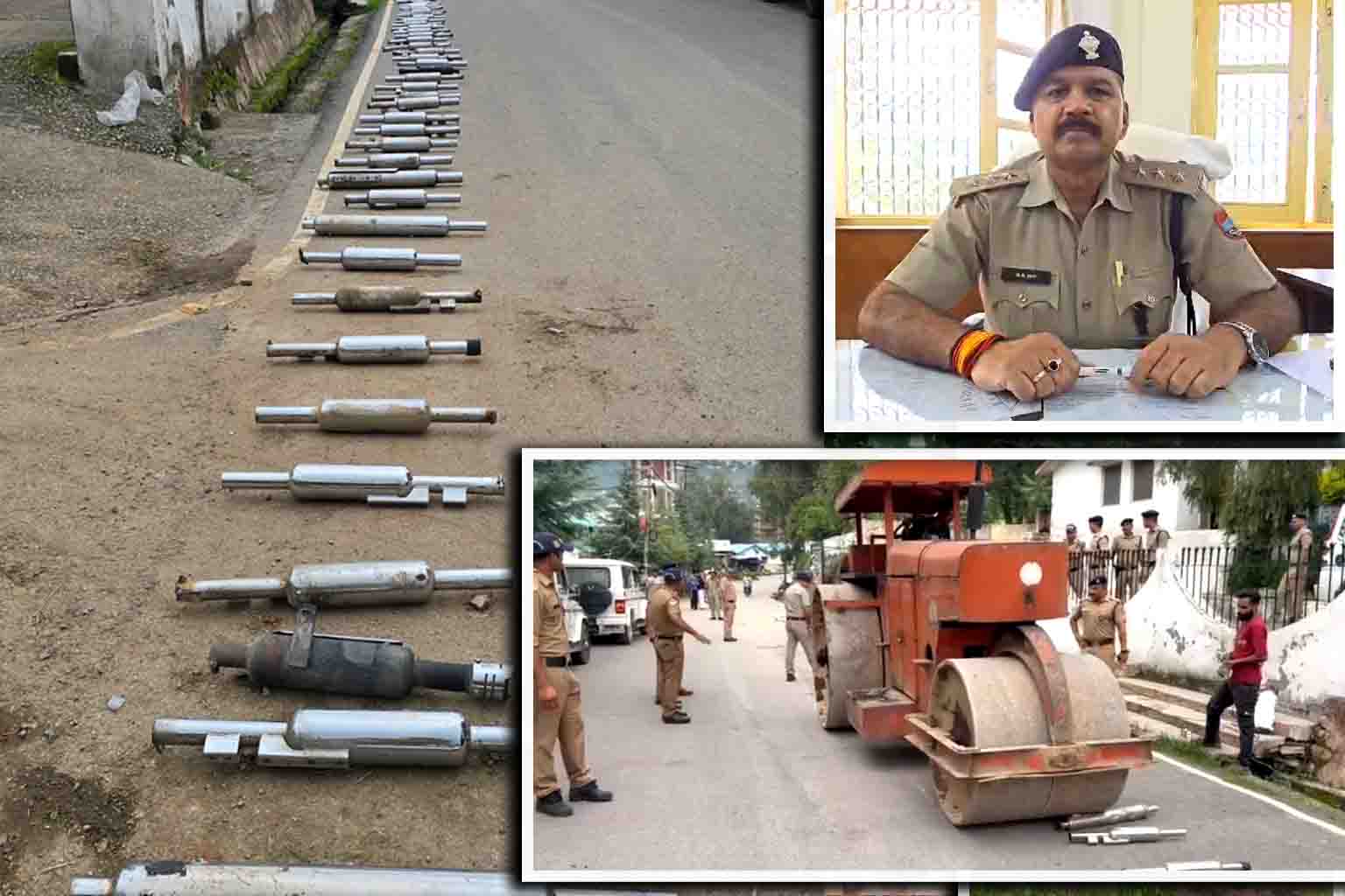 पिथौरागढ़ पुलिस का बड़ा अभियान: बुलडोजर से कुचले गए 52 मॉडिफाइड साइलेंसर, ध्वनि प्रदूषण फैलाने वालों को सख्त चेतावनी