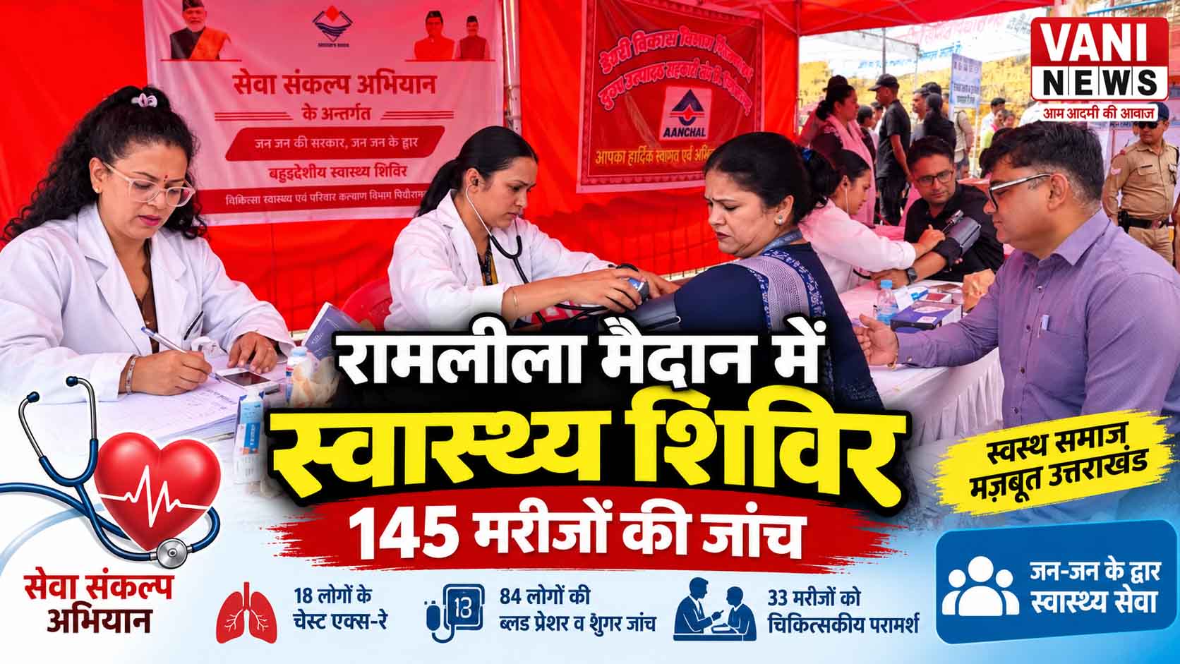 रामलीला मैदान में लगा स्वास्थ्य शिविर, 145 लोगों ने कराई जांच