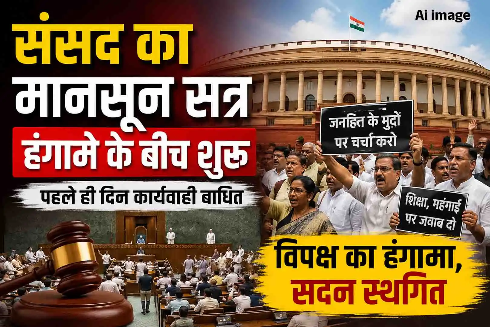 हंगामे के बीच शुरू हुआ संसद का मानसून सत्र, पहले ही दिन लोकसभा और राज्यसभा की कार्यवाही बार-बार स्थगित