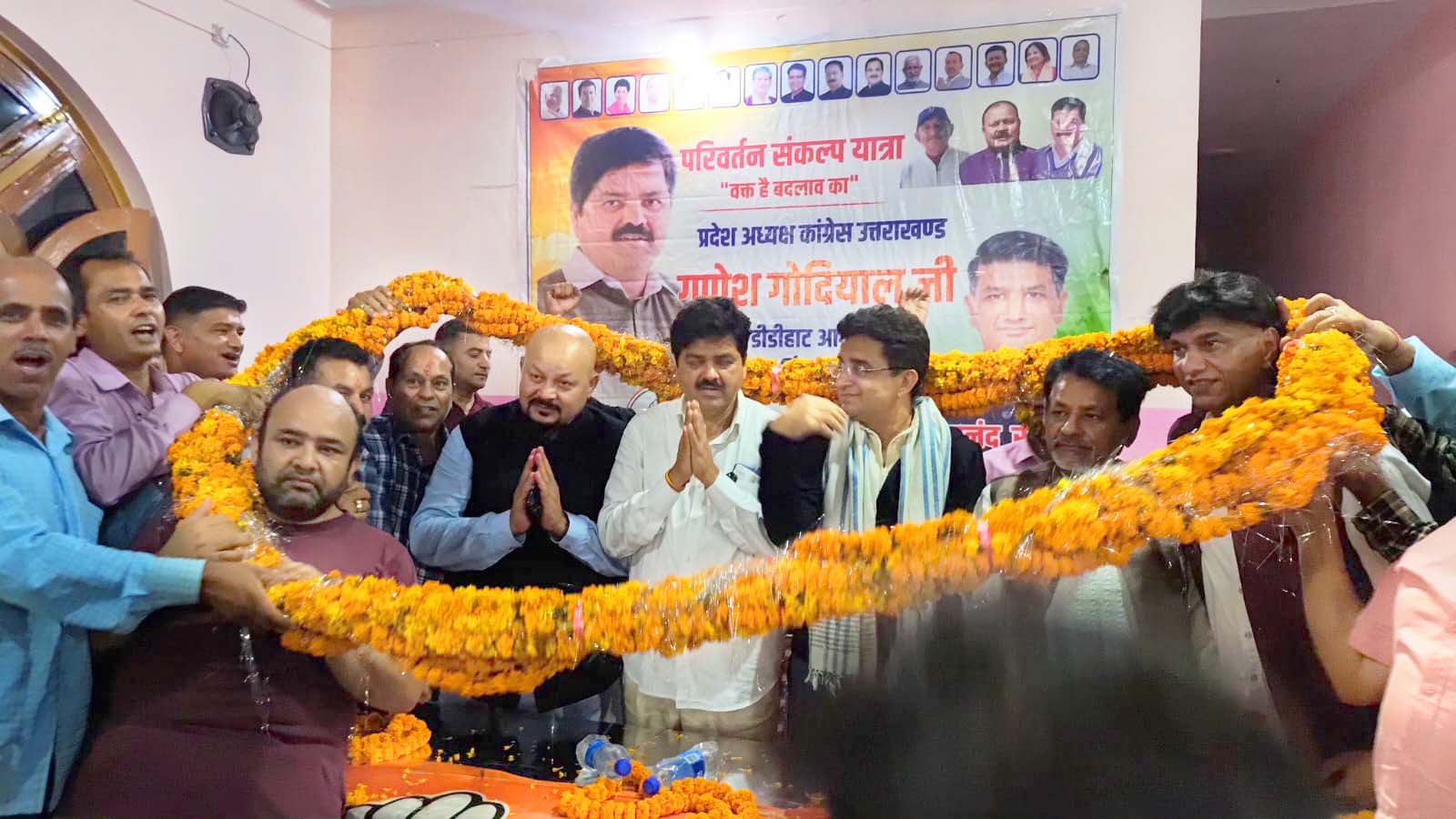 थल में कांग्रेस की परिवर्तन संकल्प यात्रा का जोरदार स्वागत, नेताओं ने भरी चुनावी हुंकार