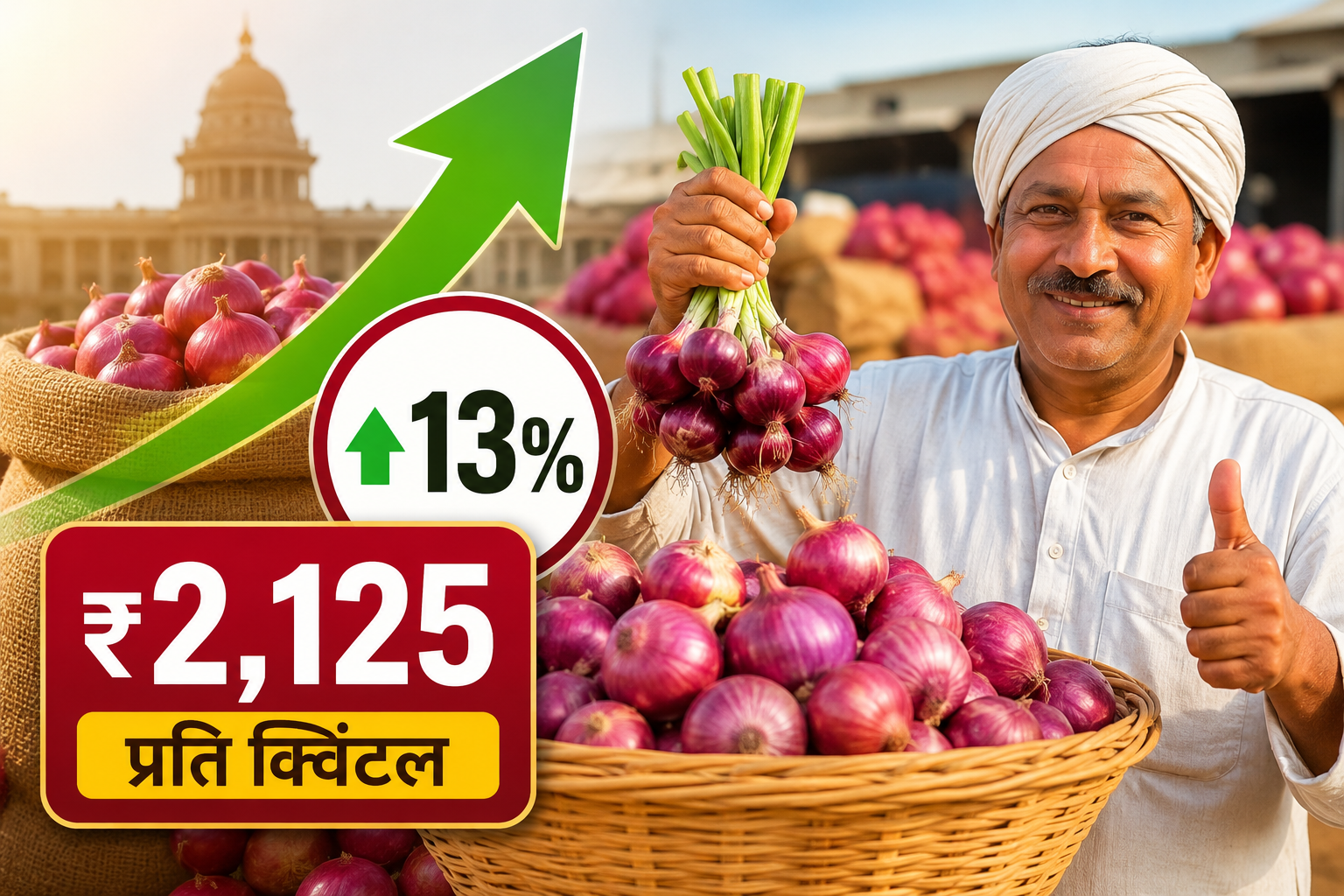 सरकार ने प्याज की खरीद कीमत 13% बढ़ाई, अब ₹2,125 प्रति क्विंटल पर होगी बफर खरीद